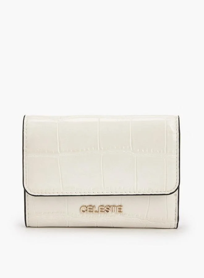 سيليست Textured Wallet with Button Closure